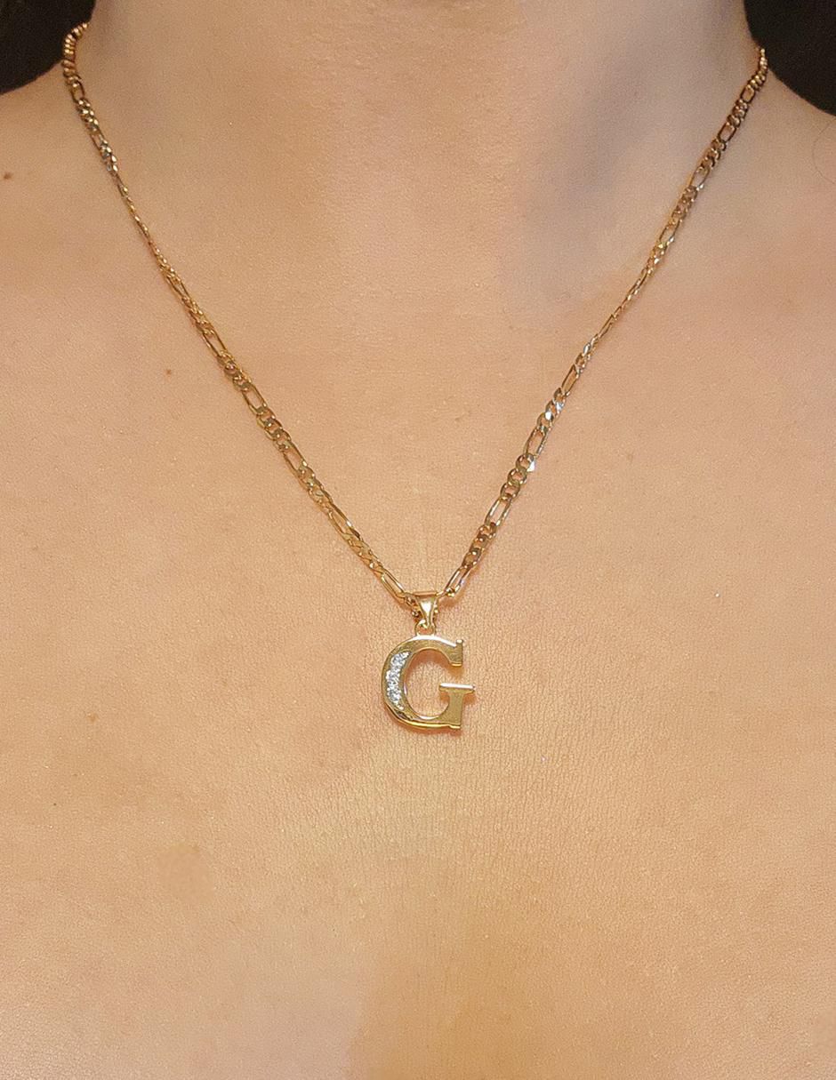 Collar con dije letra d Letras de oro laminado 10 K 2