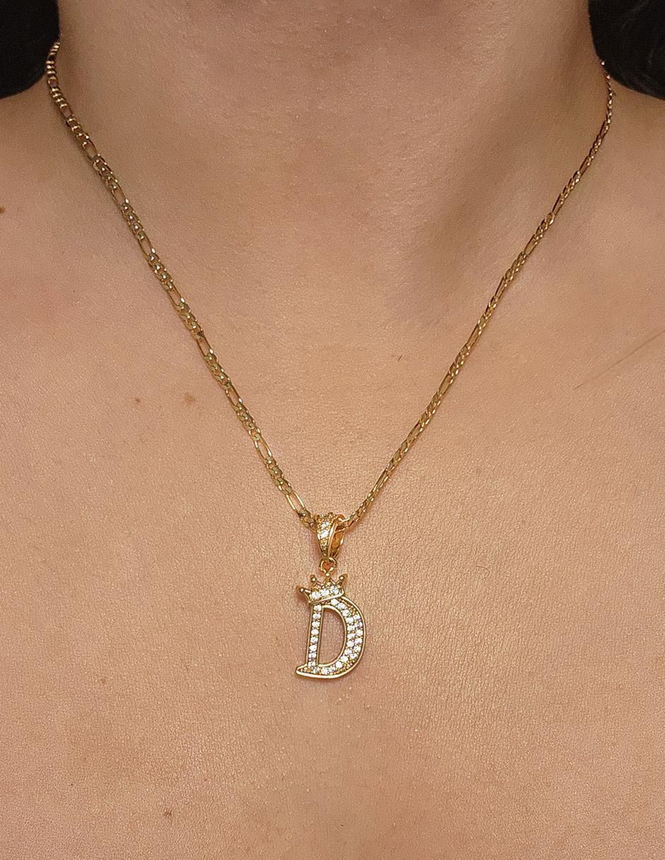 Collar con dije letra d Letras de oro laminado 10 K 5
