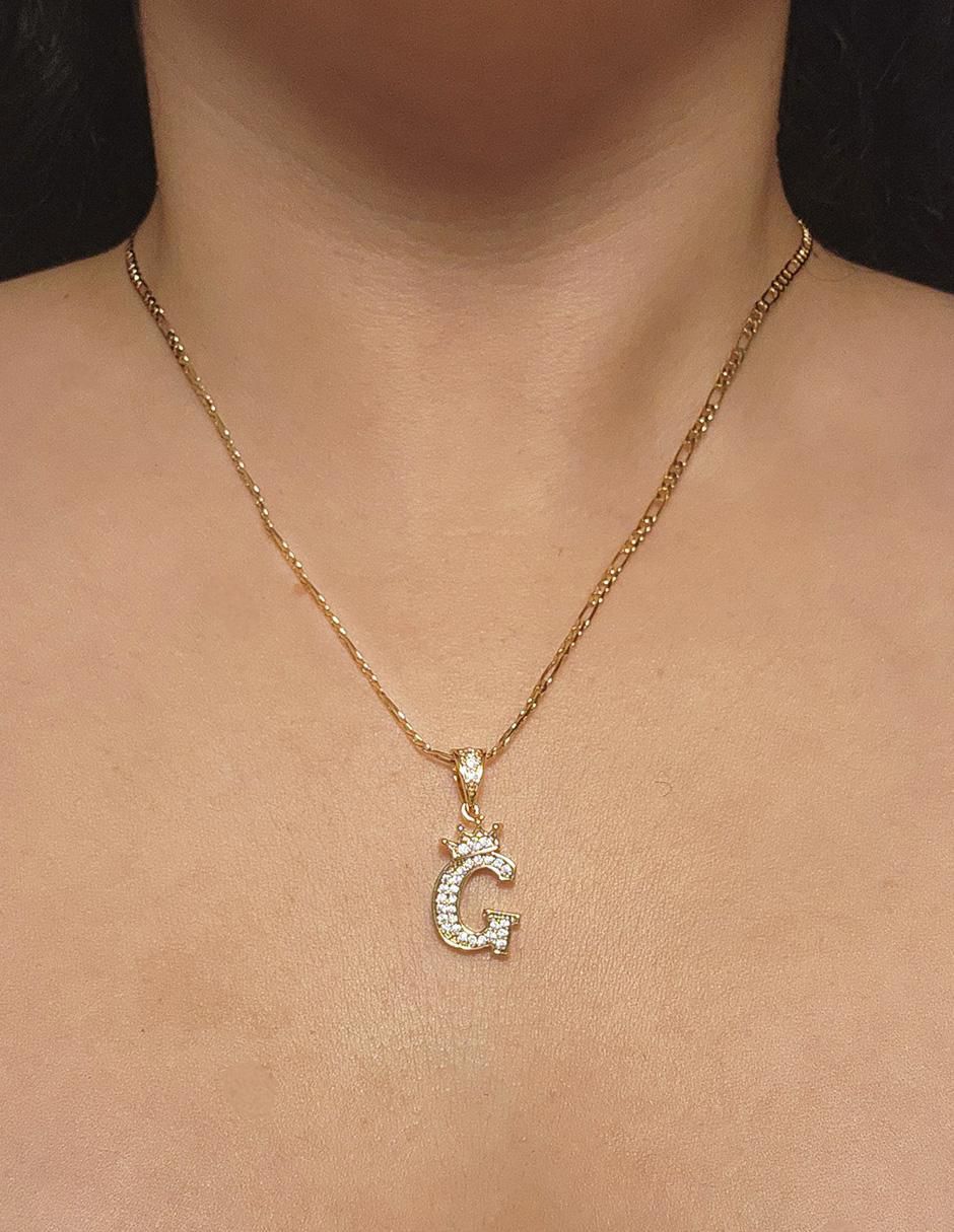 Collar con dije letra g Letras de oro laminado 10 K 2