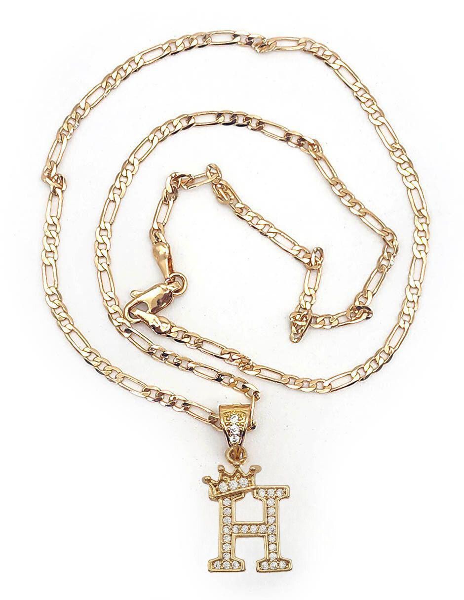 Collar con dije letra h Letras de oro laminado 10 K 8