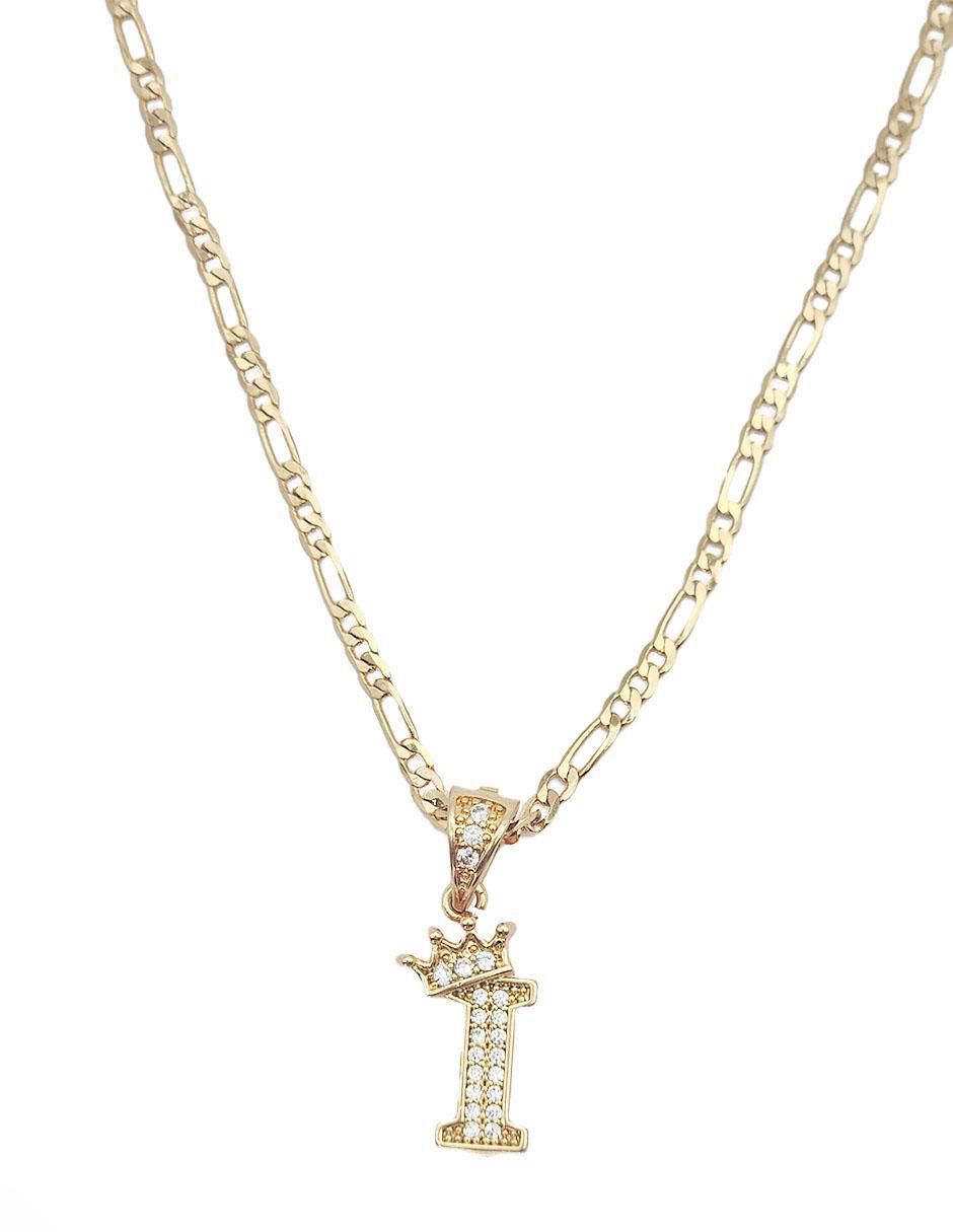 Collar con dije letra i Letras de oro laminado 10 K 2