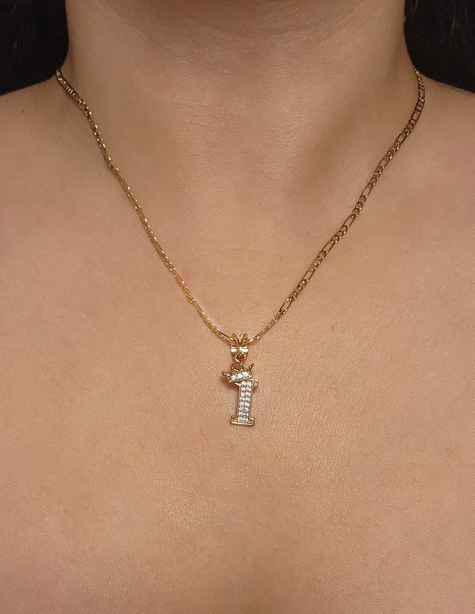 Collar con dije letra i Letras de oro laminado 10 K 5