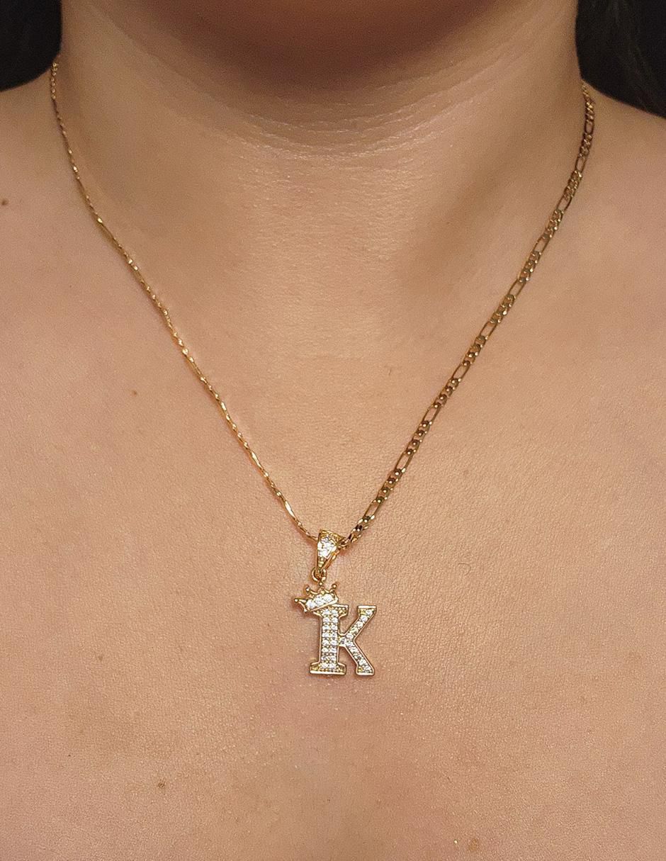 Collar con dije letra k de oro laminado 10 K 5