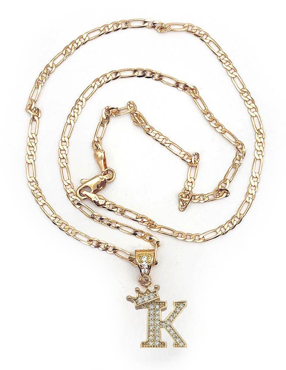 Collar con dije letra k de oro laminado 10 K 8