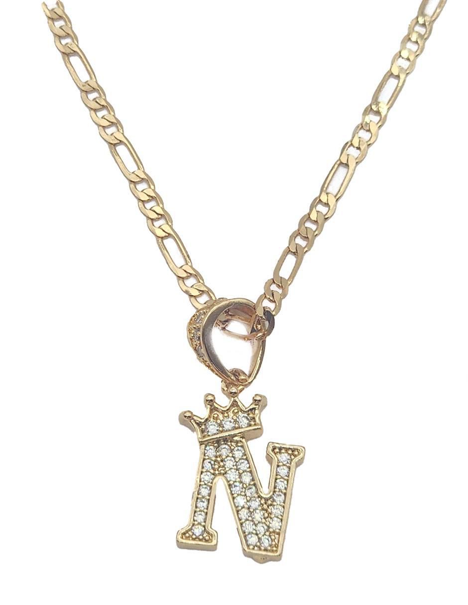 Collar con dije letra n Letras de oro laminado 10 K Collar con dije letra n Letras de oro laminado 10 K