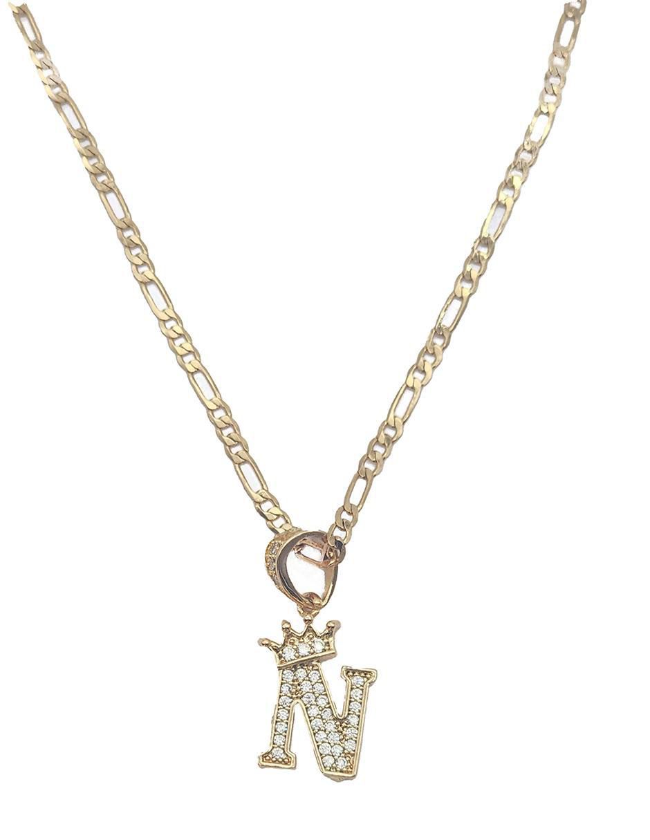 Collar con dije letra n Letras de oro laminado 10 K 3