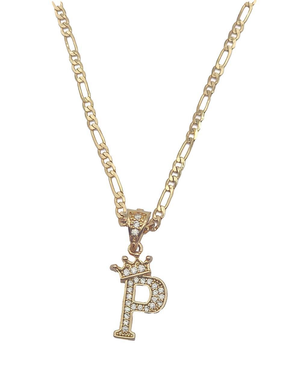 Collar con dije letra p Letras de oro laminado 10 K 3