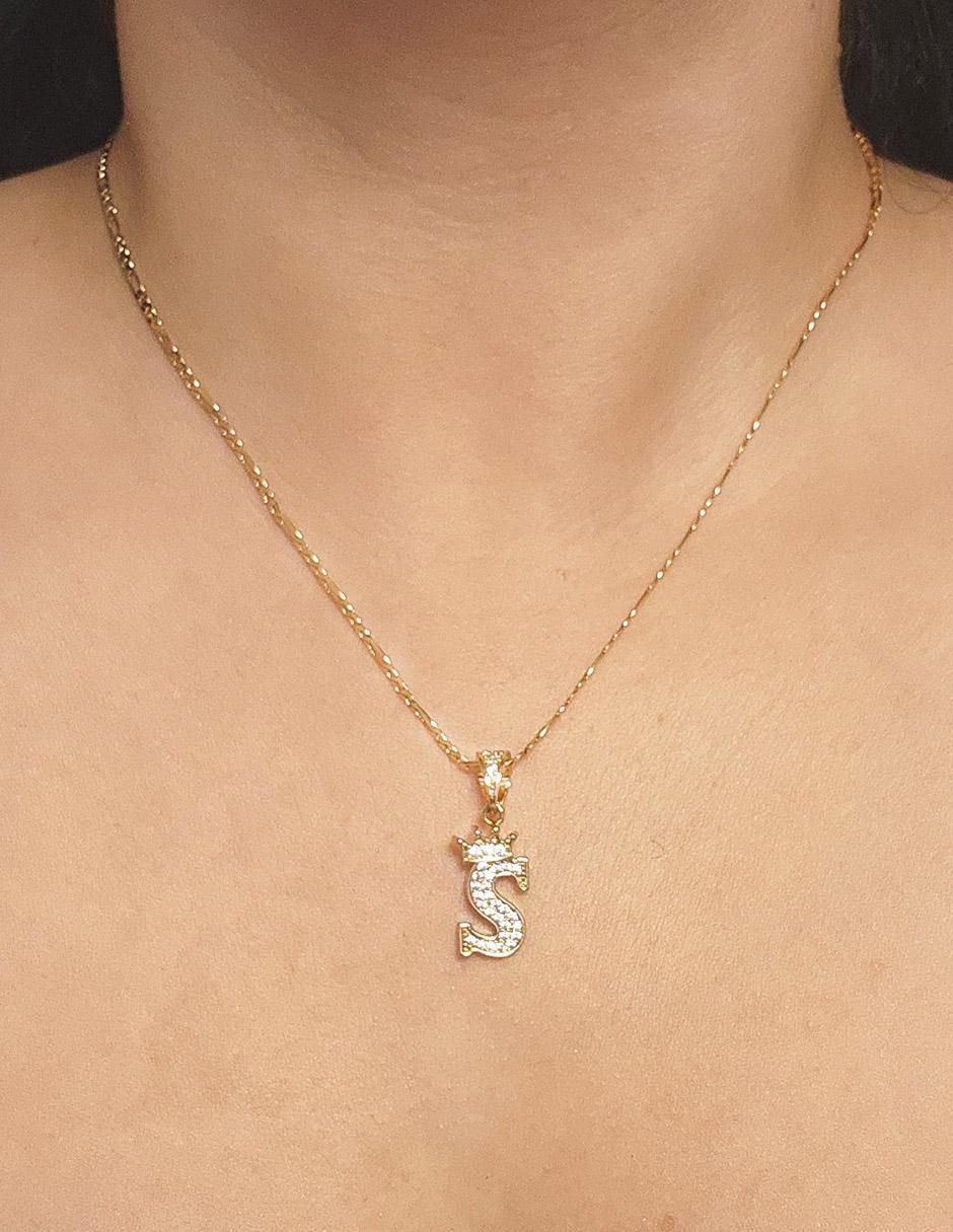 Collar con dije letra s Letras de oro laminado 10 K 2