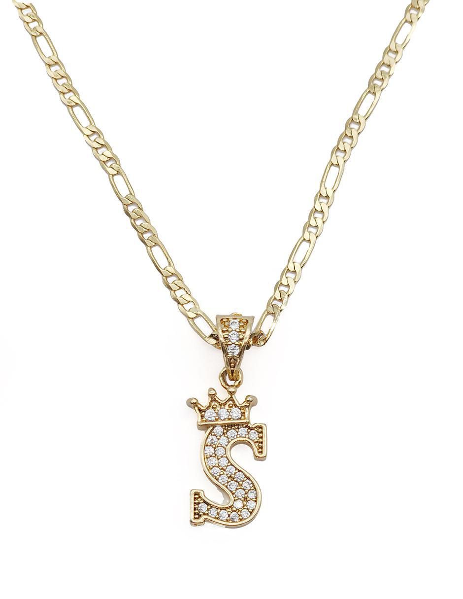 Collar con dije letra s Letras de oro laminado 10 K 3