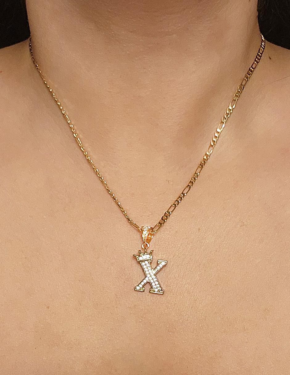 Collar con dije letra x Letras de oro laminado 10 K 2