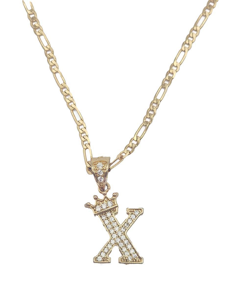 Collar con dije letra x Letras de oro laminado 10 K 3