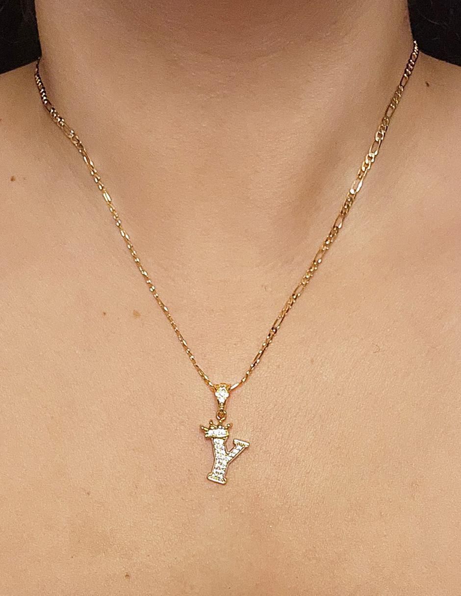 Collar con dije letra y Letras de oro laminado 10 K 2