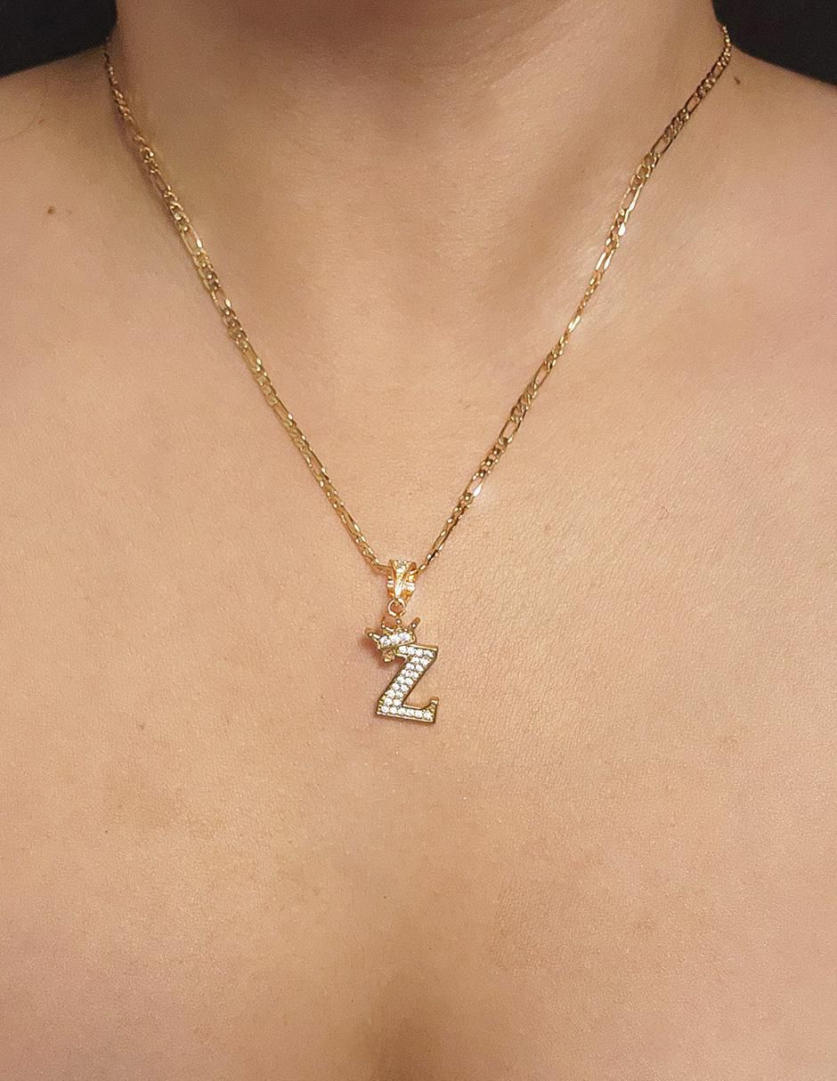 Collar con dije letra z Letras de oro laminado 10 K 4