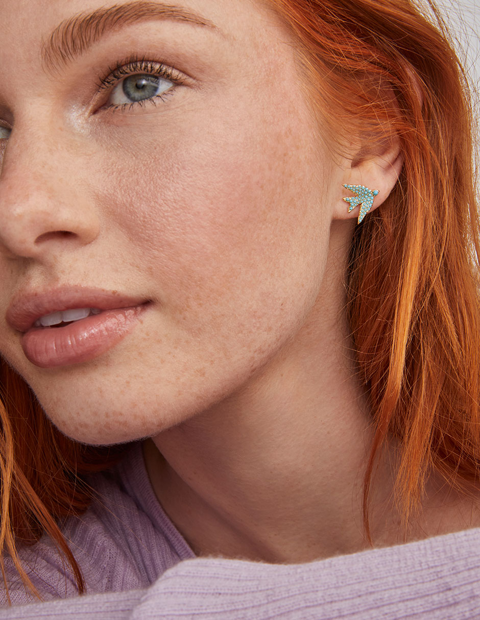 Broqueles de pájaro Kendra Scott con acabado baño de oro zirconia