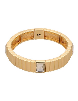 Pulsera con cristal Gold Bar Social con acabado brillante Pulsera con cristal Gold Bar Social con acabado brillante