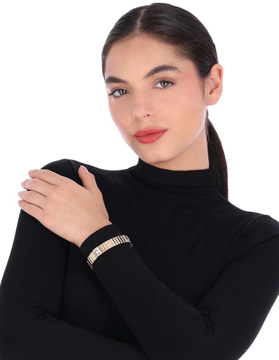 Pulsera con cristal Gold Bar Social con acabado brillante 3