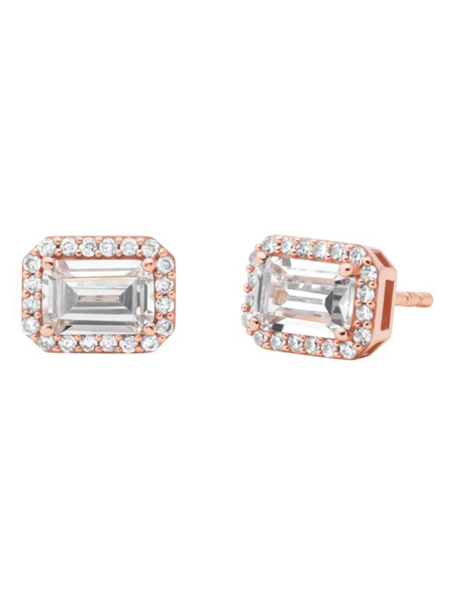 Broqueles rectangulares de plata P 925 con acabado brillante zirconia cúbica