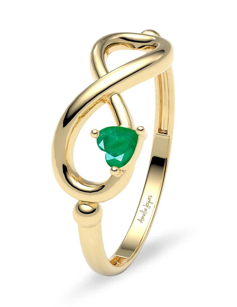 Anillo de infinito de oro esmeralda brillante 5