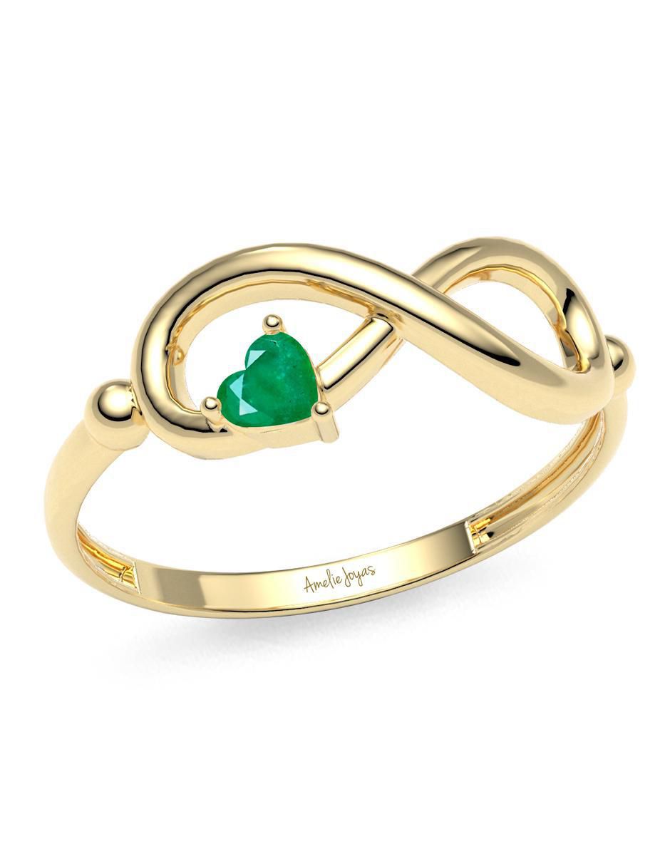 Anillo de infinito de oro esmeralda brillante 4