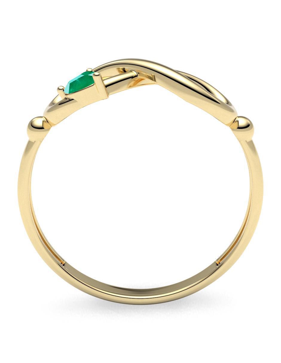 Anillo de infinito de oro esmeralda brillante 3