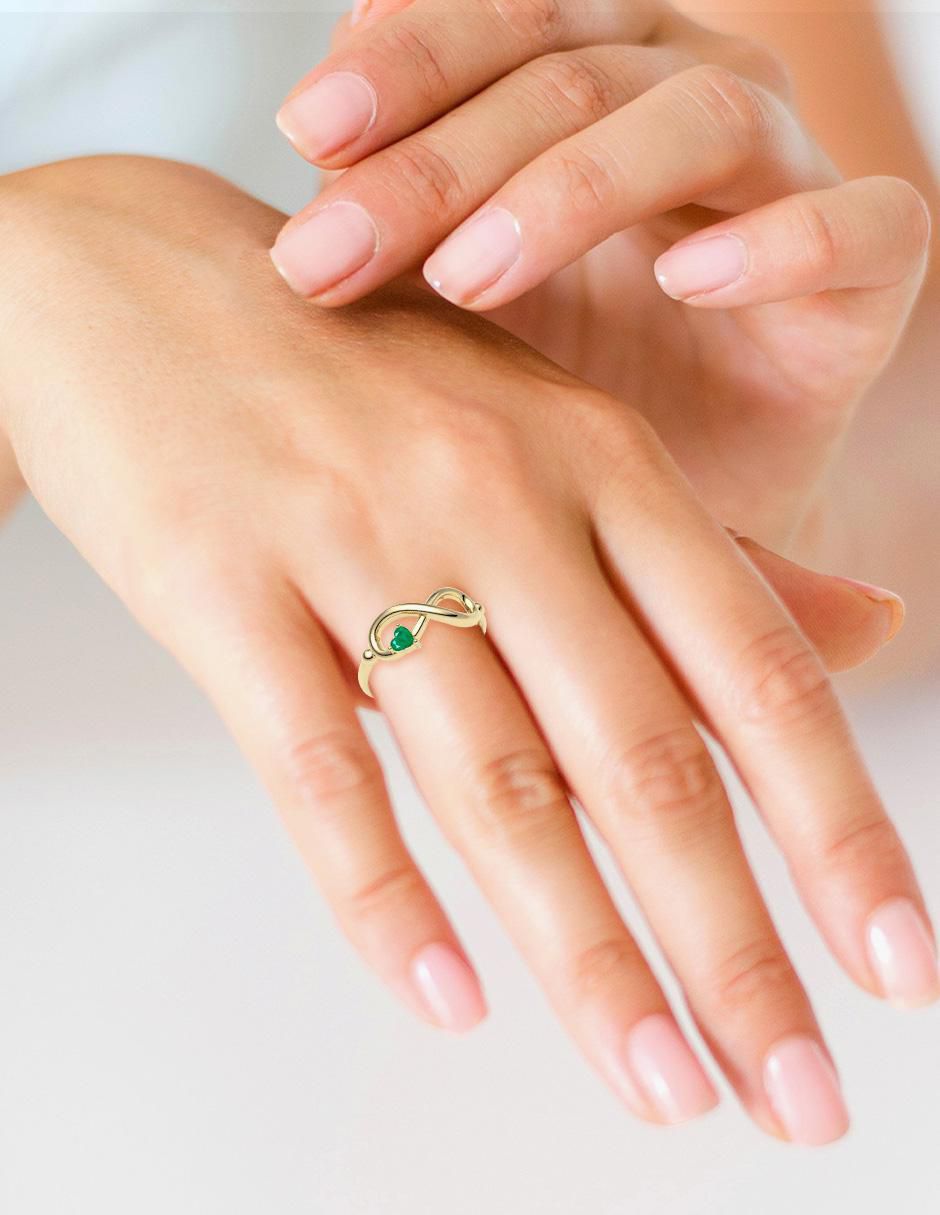 Anillo de infinito de oro esmeralda brillante 2