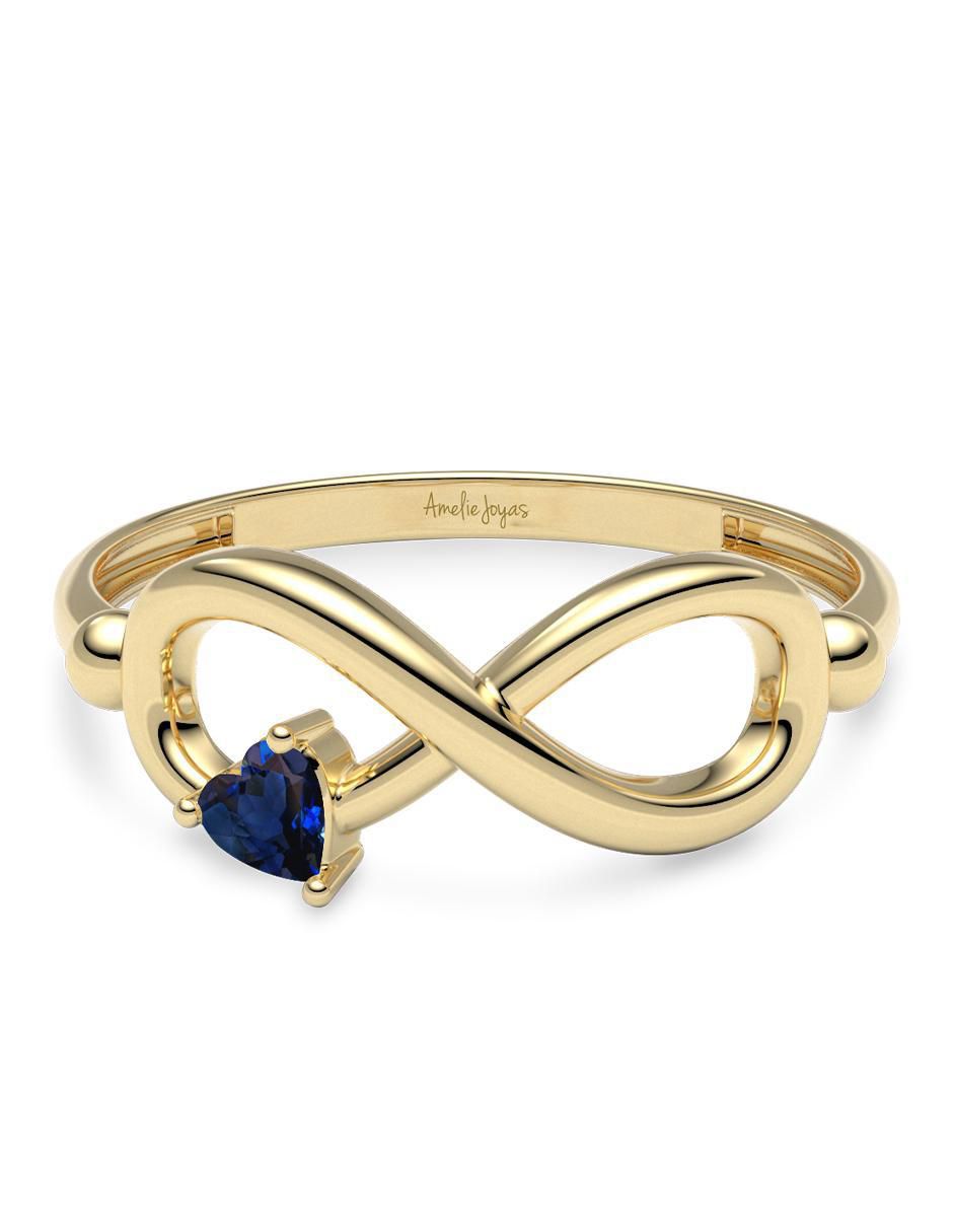 Anillo de infinito de oro zafiro brillante