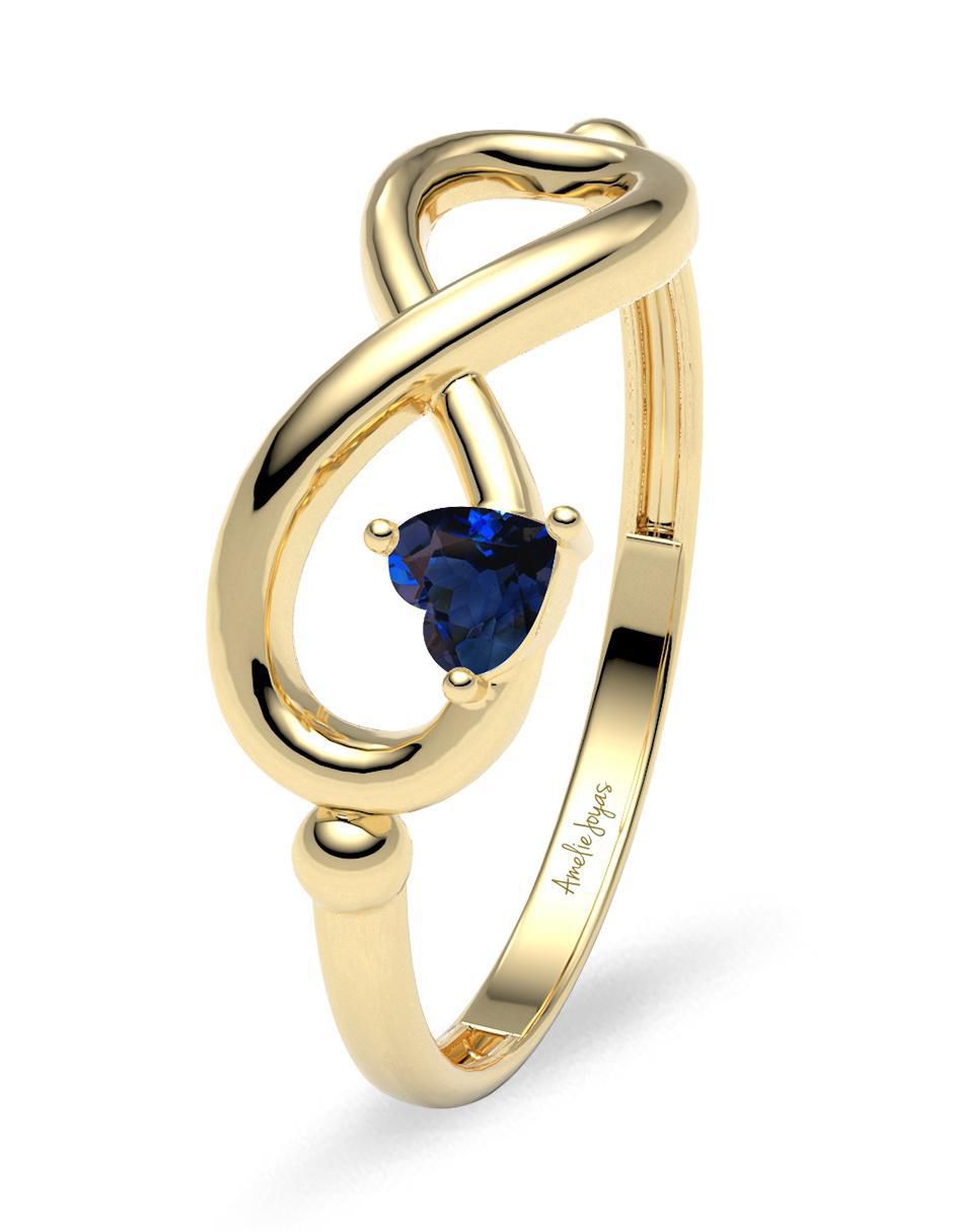Anillo de infinito de oro zafiro brillante 5