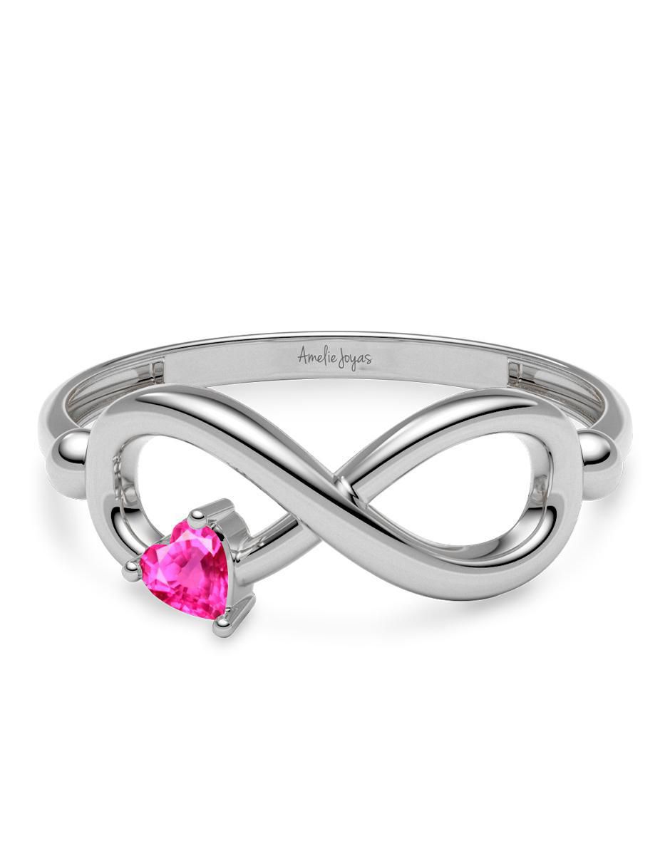 Anillo de infinito 14 k de oro zafiro rosa brillante 1