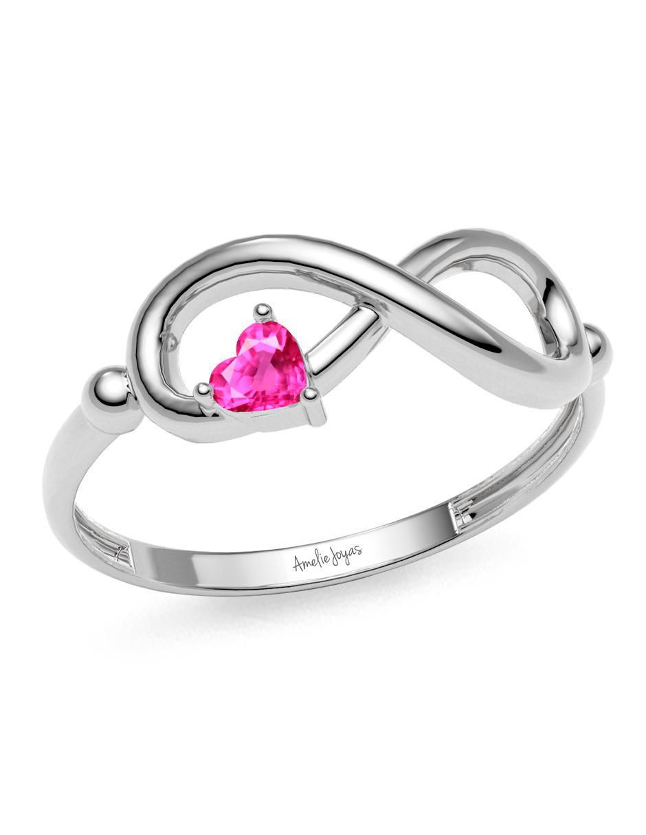 Anillo de infinito 14 k de oro zafiro rosa brillante 2