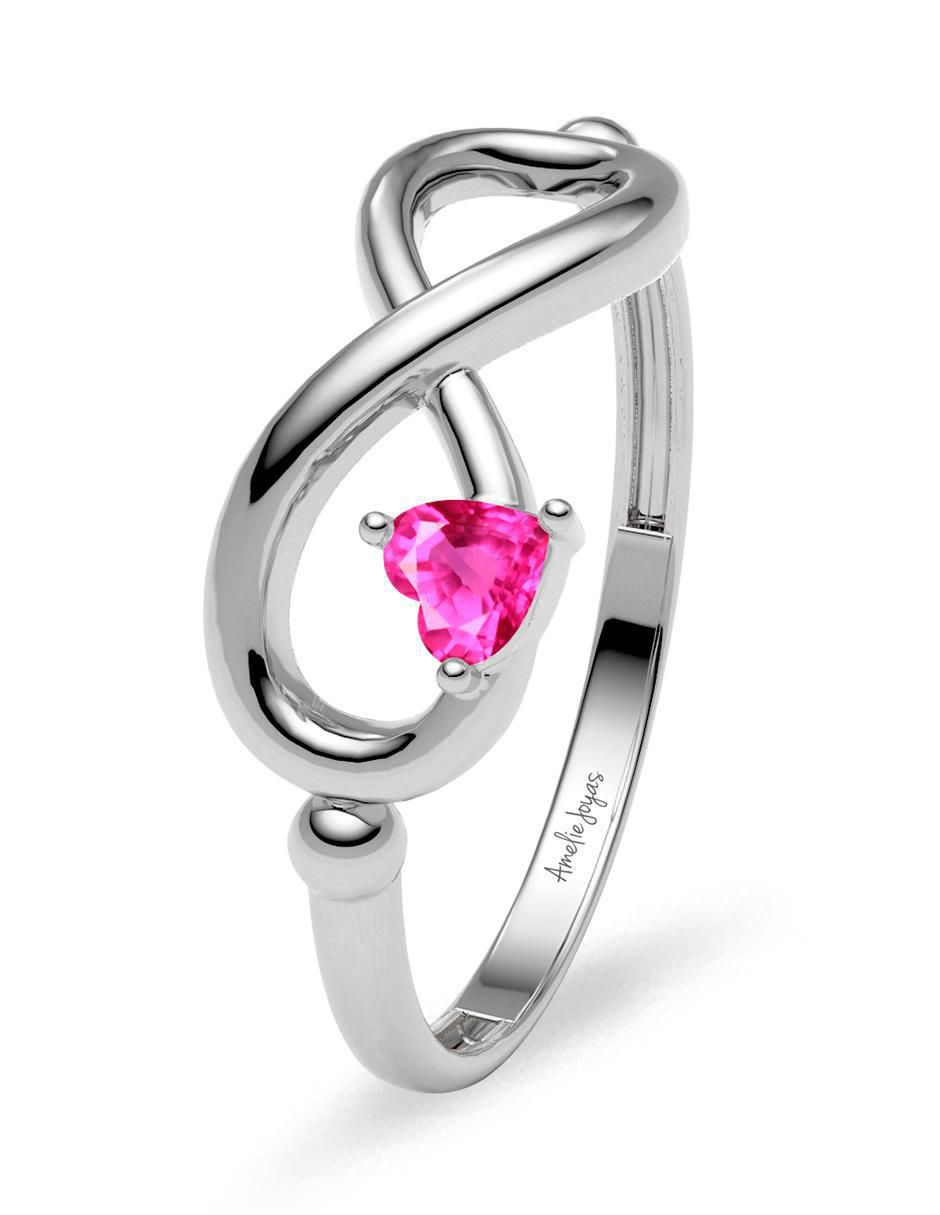 Anillo de infinito 14 k de oro zafiro rosa brillante 3