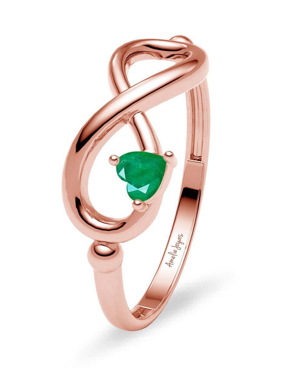 Anillo de infinito 14 k de oro esmeralda brillante 2