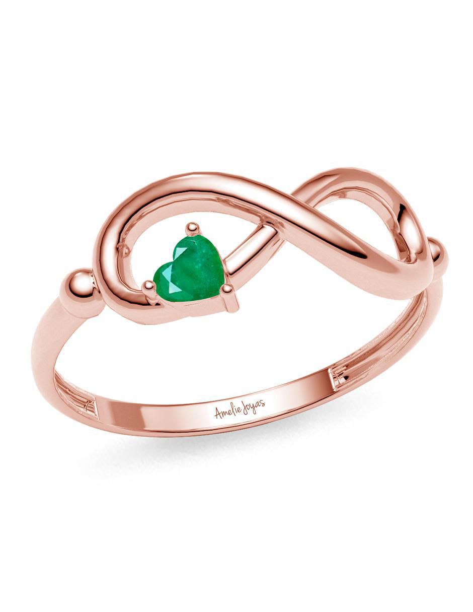 Anillo de infinito 14 k de oro esmeralda brillante 3