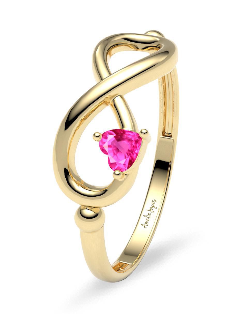 Anillo de infinito 14 k de oro zafiro rosa brillante 5