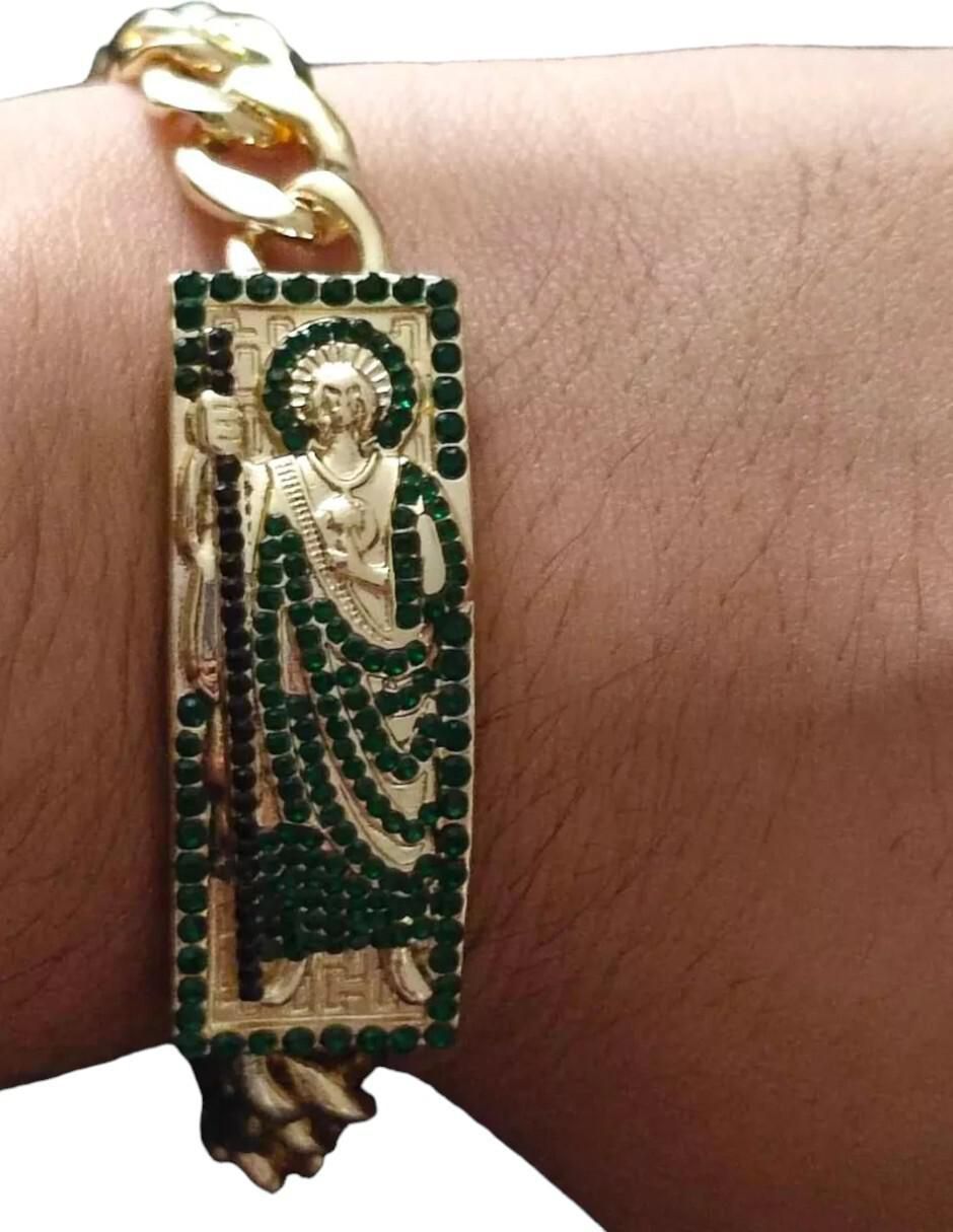 Brazalete con zirconia cúbica acabado chapa de oro 2