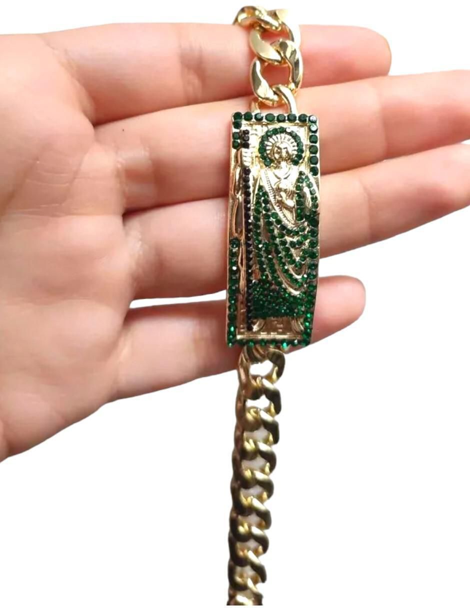 Brazalete con zirconia cúbica acabado chapa de oro 4