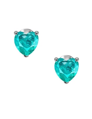 Broqueles de corazón de plata P 925 turmalina