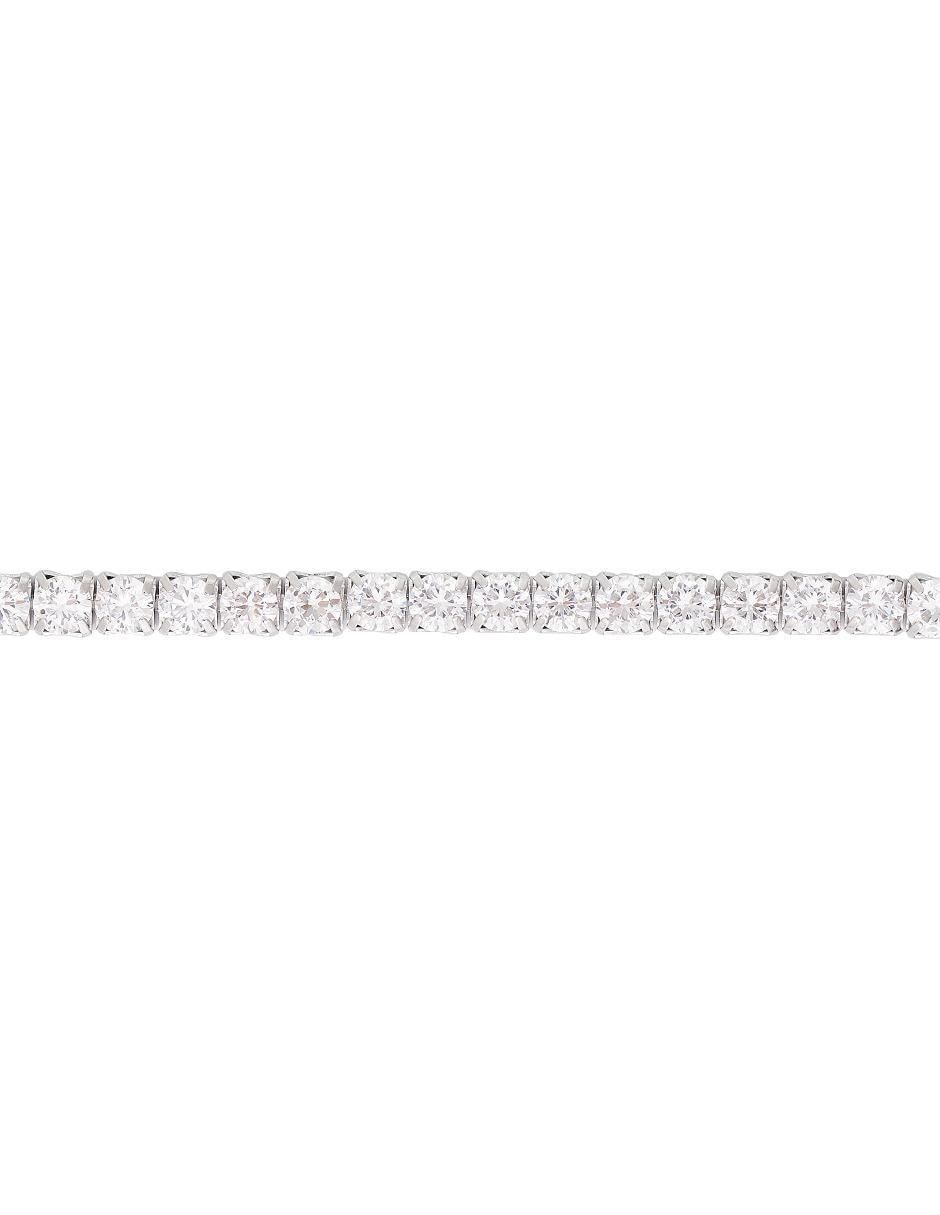 Brazalete de plata con zirconia P 925 acabado liso 2