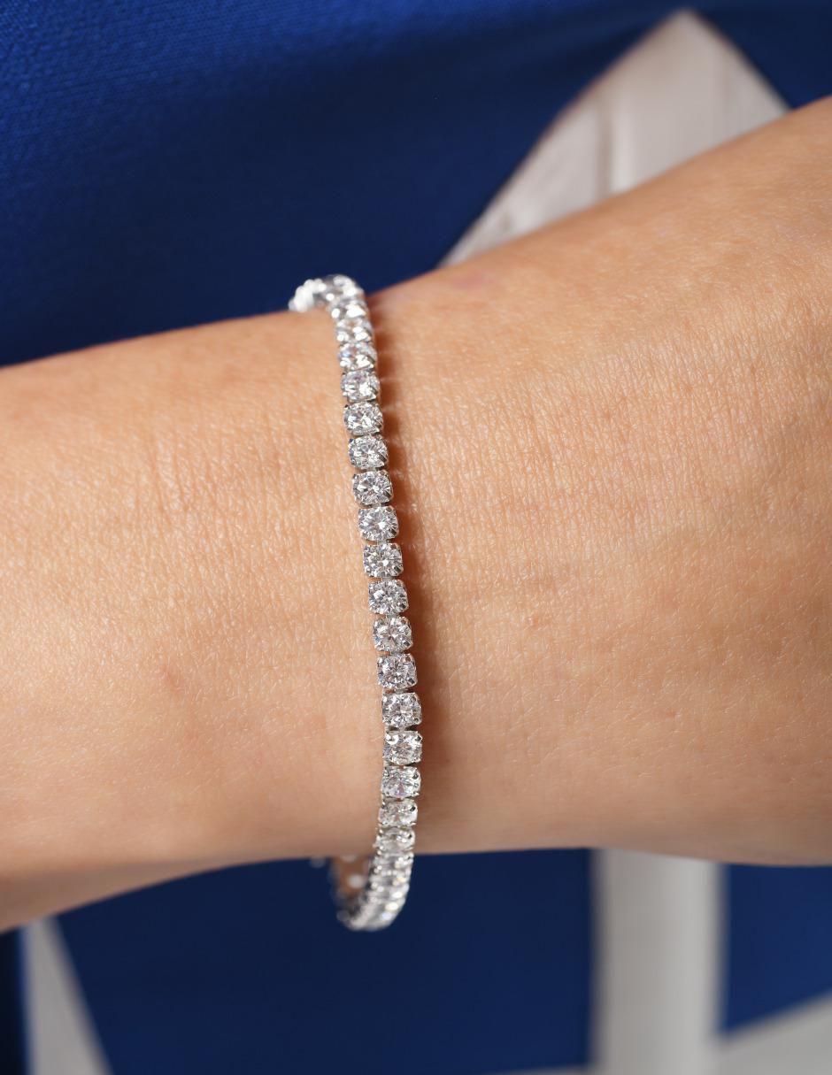 Brazalete de plata con zirconia P 925 acabado liso 3