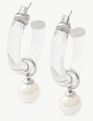 Aretes de aro Ayla de plata P 925 con acabado lustre perla