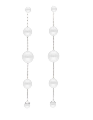 Aretes redondos Dangle de plata P 925 con acabado lustre perla