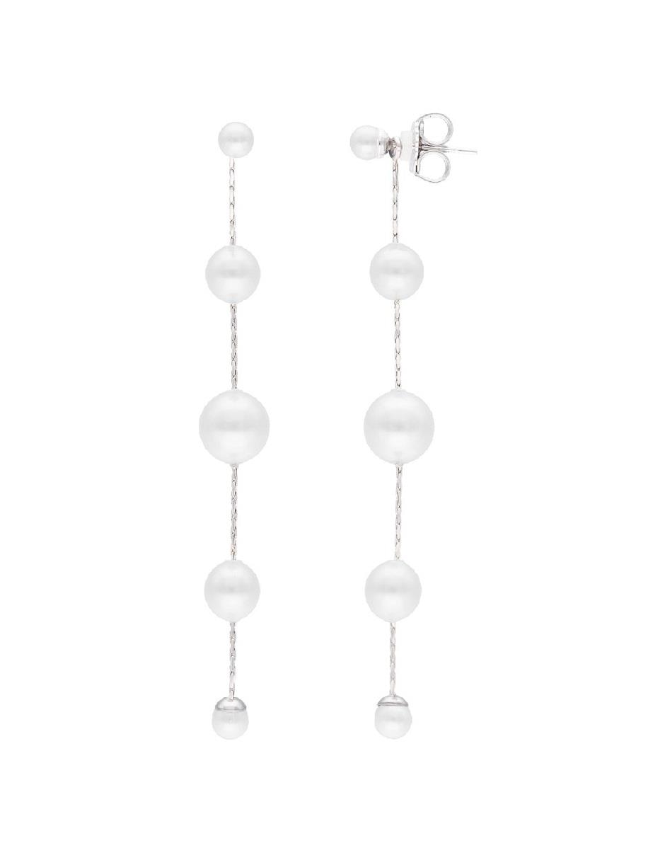 Aretes redondos Dangle de plata P 925 con acabado lustre perla 2