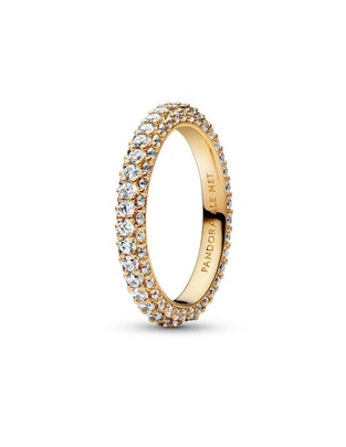 Anillo Timeless de plata P 925 zirconia cúbica con acabado baño de oro