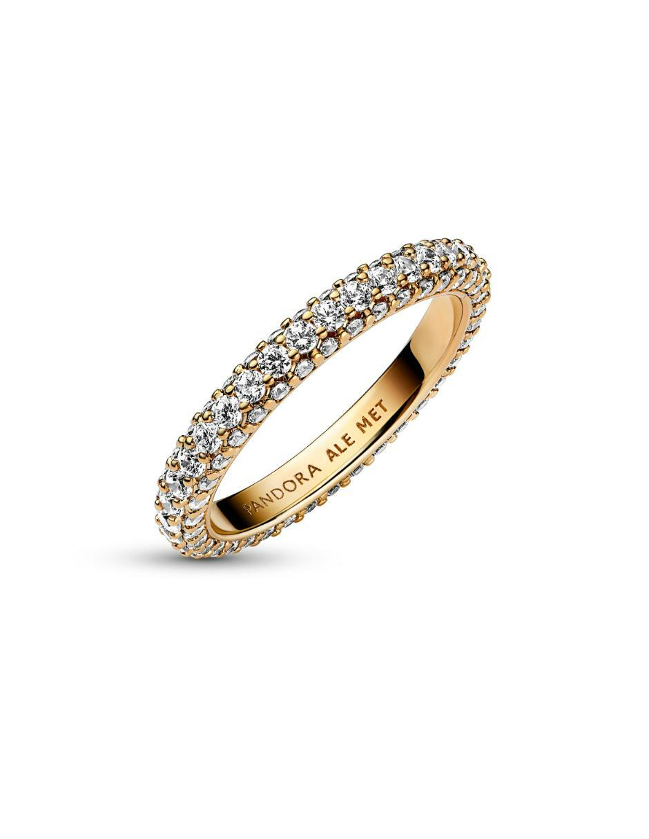Anillo Timeless de plata P 925 zirconia cúbica con acabado baño de oro 4