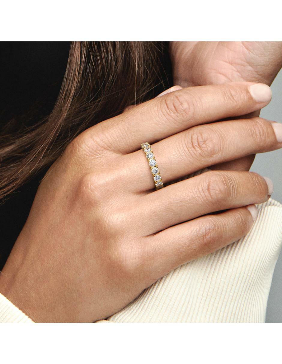 Anillo Timeless de plata P 925 zirconia cúbica baño de oro 4