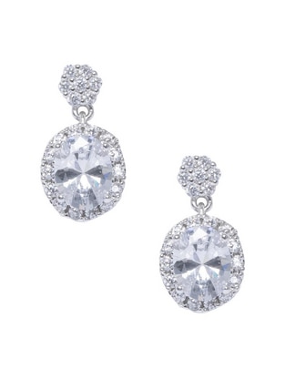 Aretes ovalados con acabado brillante cristal 1