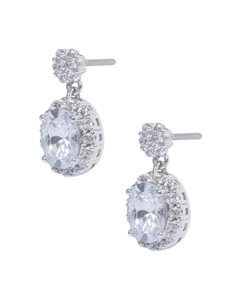 Aretes ovalados con acabado brillante cristal 2