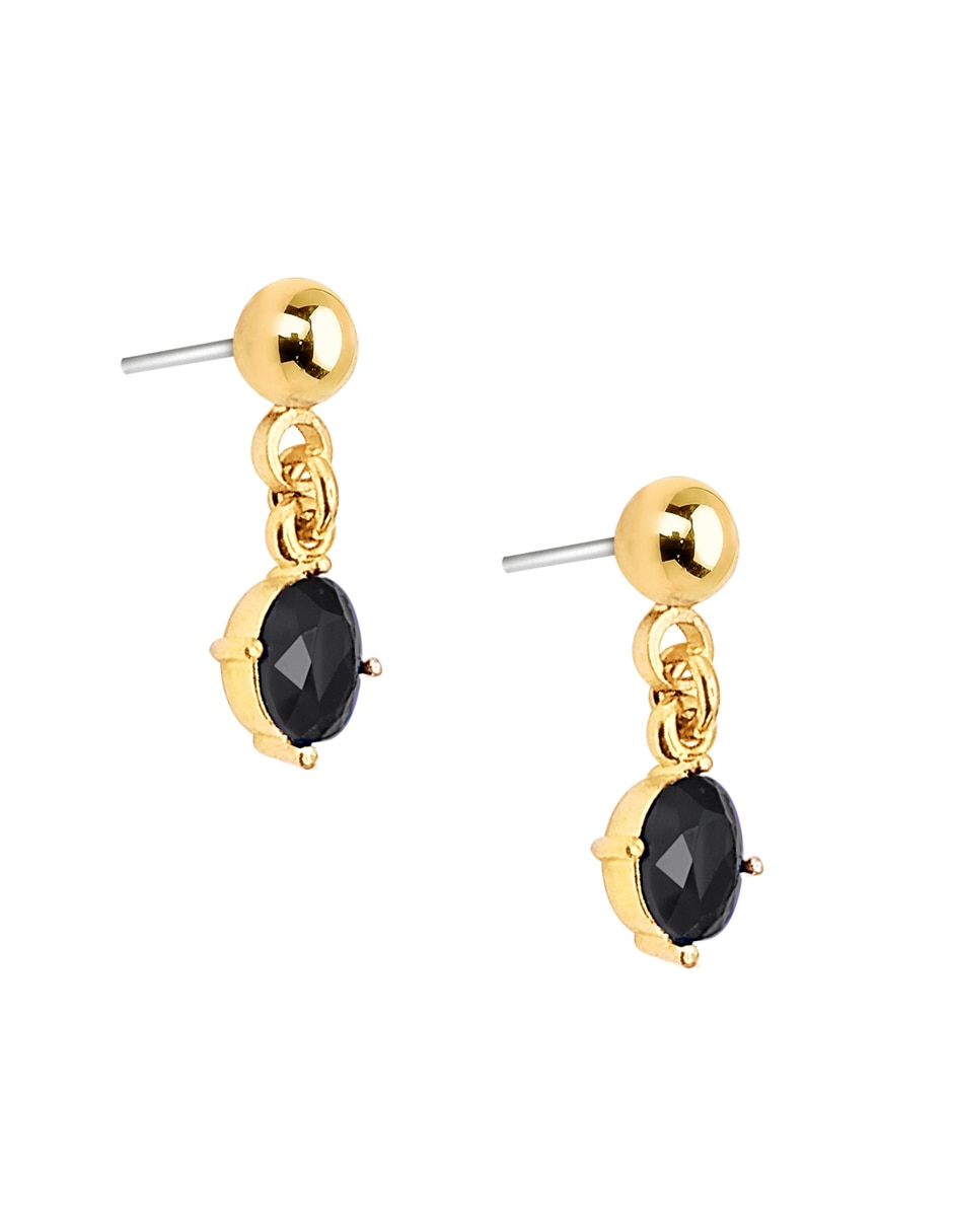 Aretes de óvalo con acabado brillante cristal 2