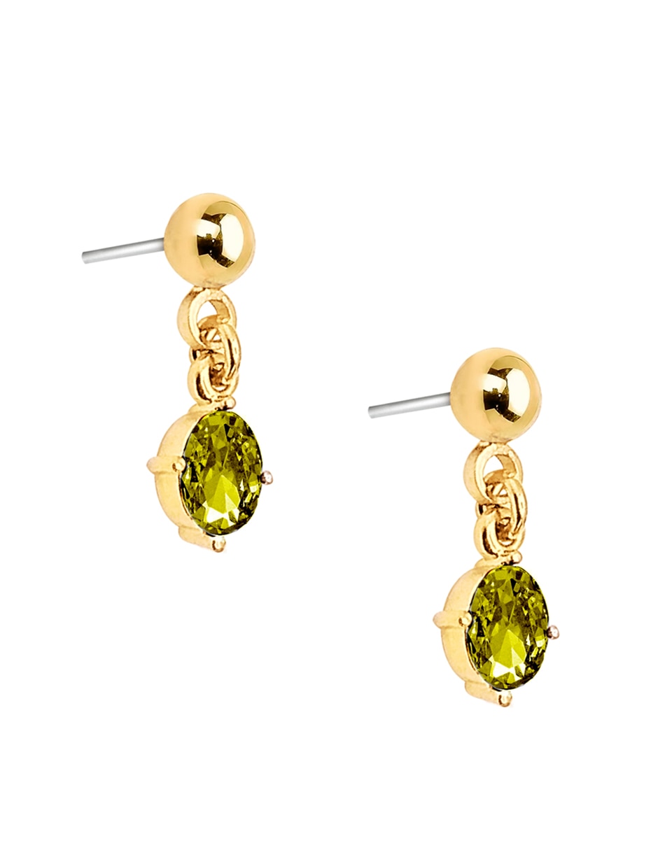 Aretes de óvalo con acabado brillante zirconia 2