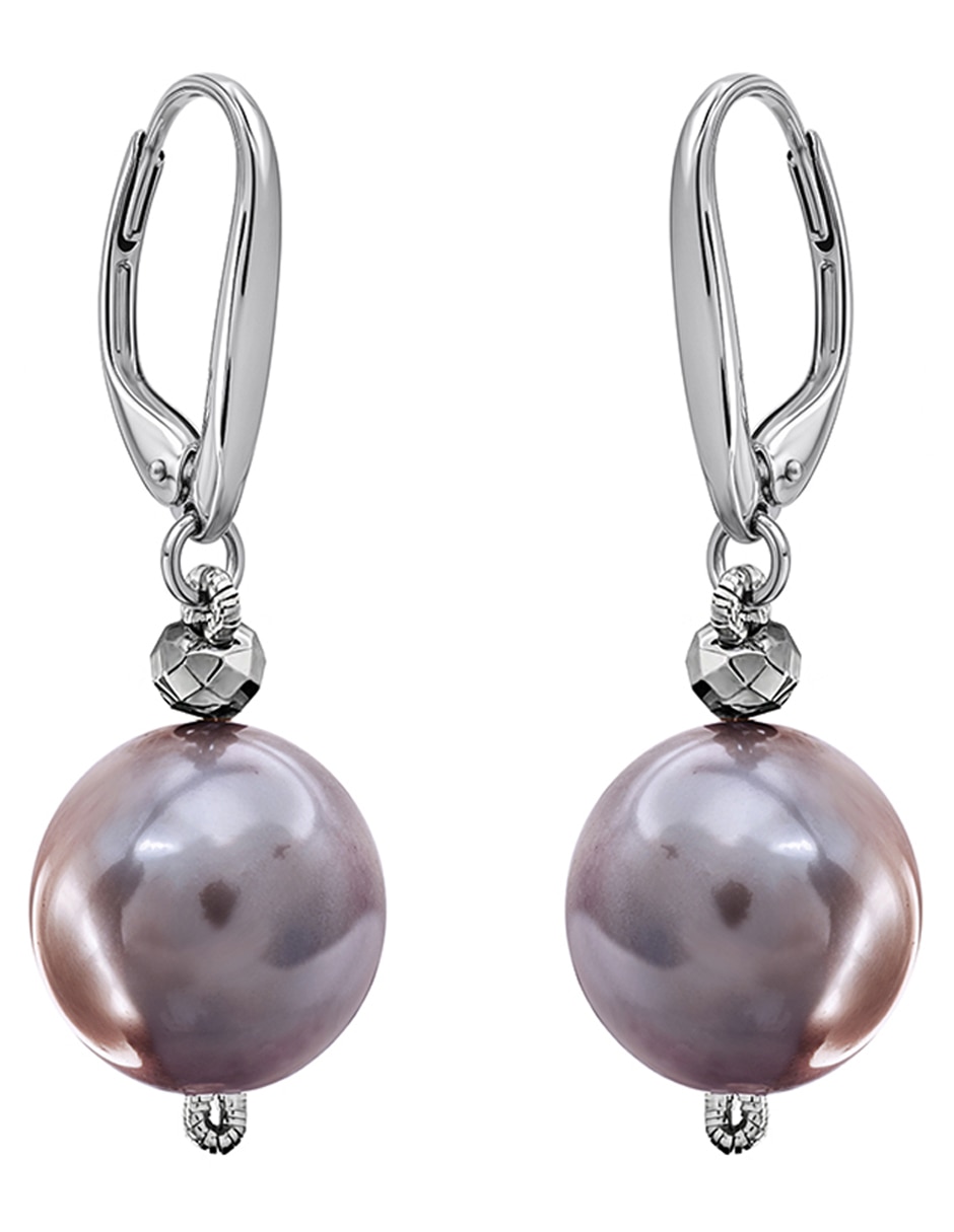 Aretes cortos de plata P 925 con acabado plateado perla Aretes cortos de plata P 925 con acabado plateado perla