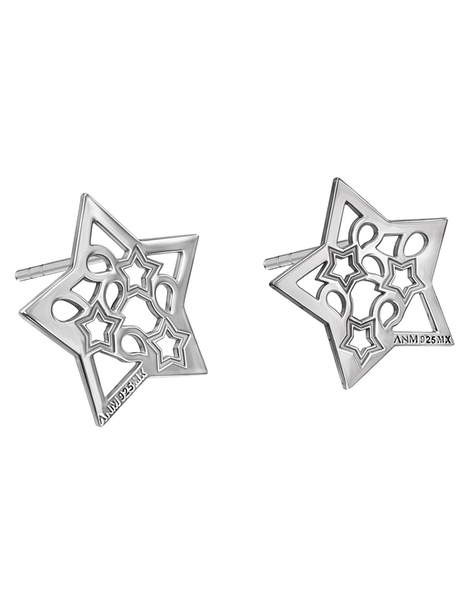 Aretes de estrella de plata P 925 con acabado brillante